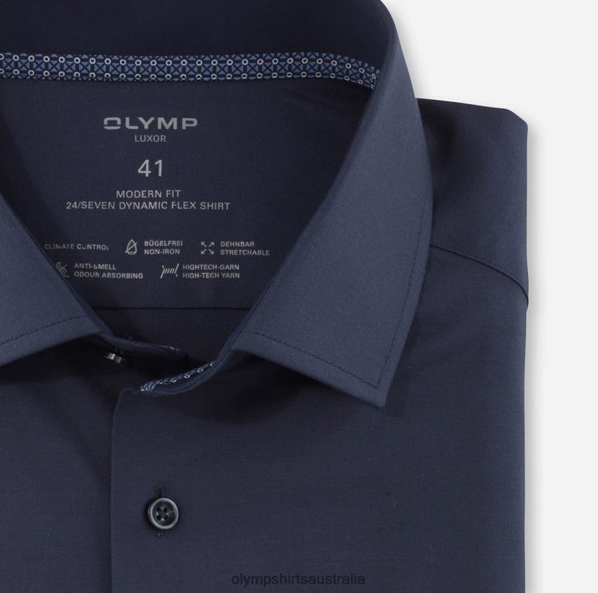 Clothing AU OLYMP Luxor 24/Seven Modern Fit, Business Shirt, Global Kent, Marine T8882J1277