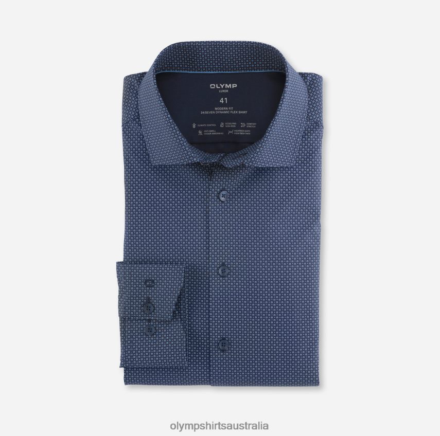Clothing AU OLYMP Luxor 24/Seven Modern Fit, Business Shirt, Global Kent, Marine T8882J1345