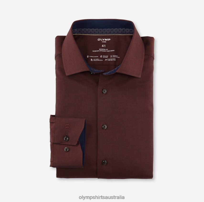 Clothing AU OLYMP Luxor 24/Seven Modern Fit, Business Shirt, Global Kent, Reddish Brown T8882J1051