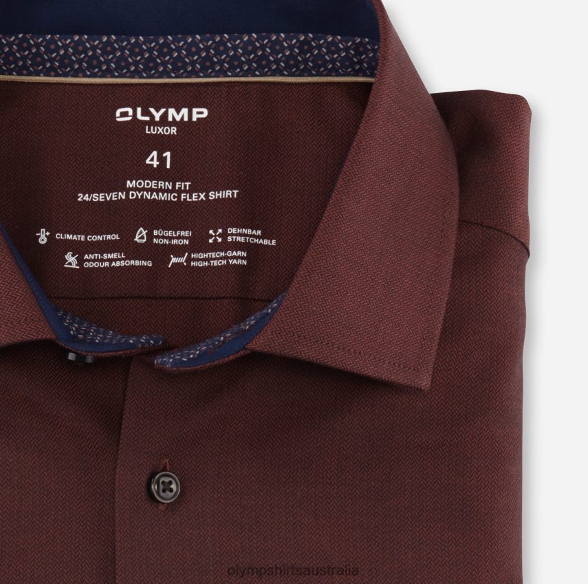 Clothing AU OLYMP Luxor 24/Seven Modern Fit, Business Shirt, Global Kent, Reddish Brown T8882J1051