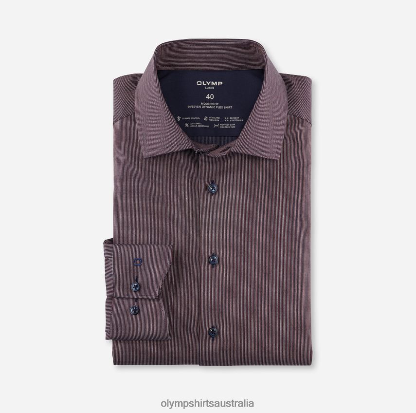 Clothing AU OLYMP Luxor 24/Seven Modern Fit, Business Shirt, Global Kent, Reddish Brown T8882J1075