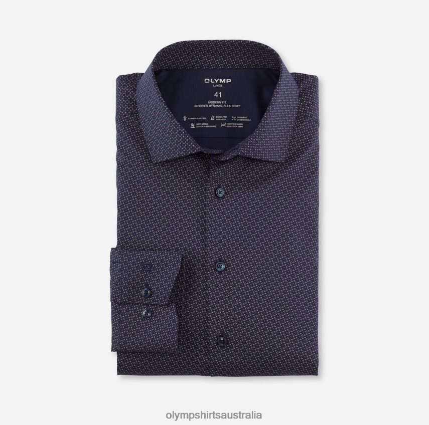 Clothing AU OLYMP Luxor 24/Seven Modern Fit, Business Shirt, Global Kent, Reddish Brown T8882J998