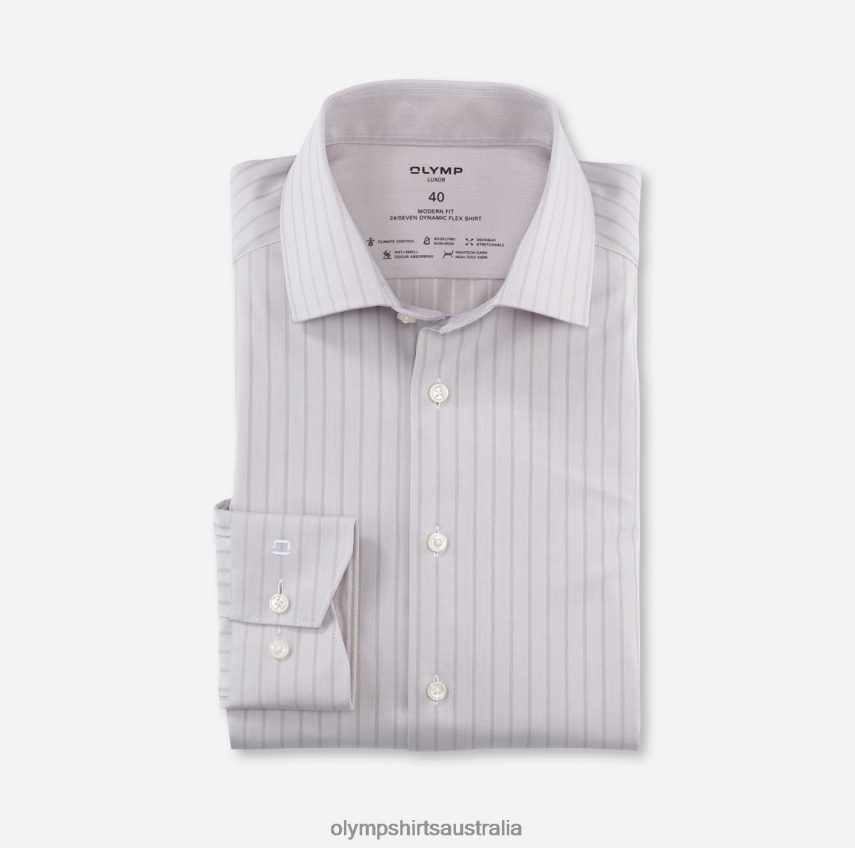 Clothing AU OLYMP Luxor 24/Seven Modern Fit, Business Shirt, Global Kent, Taupe T8882J1032