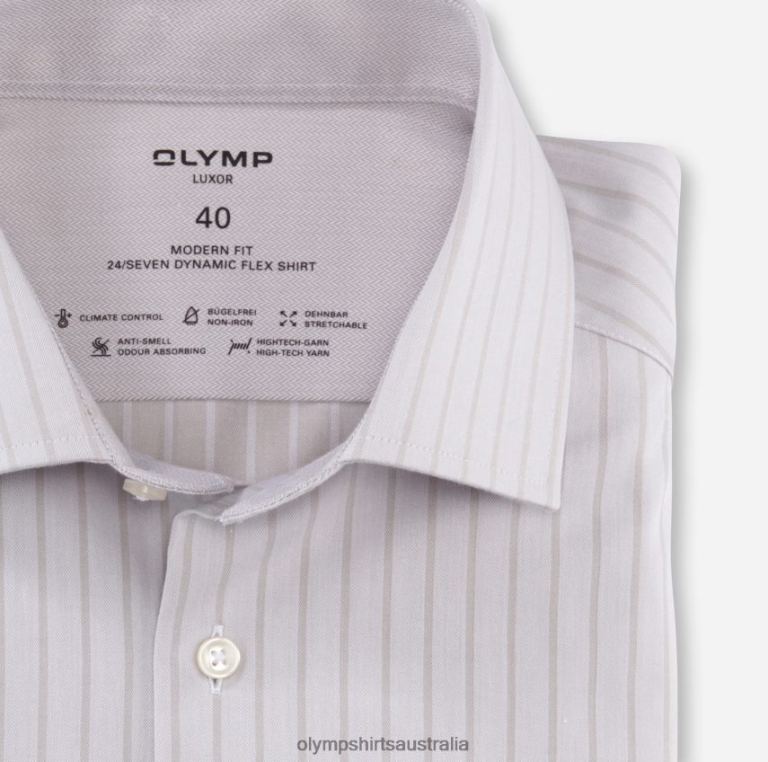 Clothing AU OLYMP Luxor 24/Seven Modern Fit, Business Shirt, Global Kent, Taupe T8882J1032