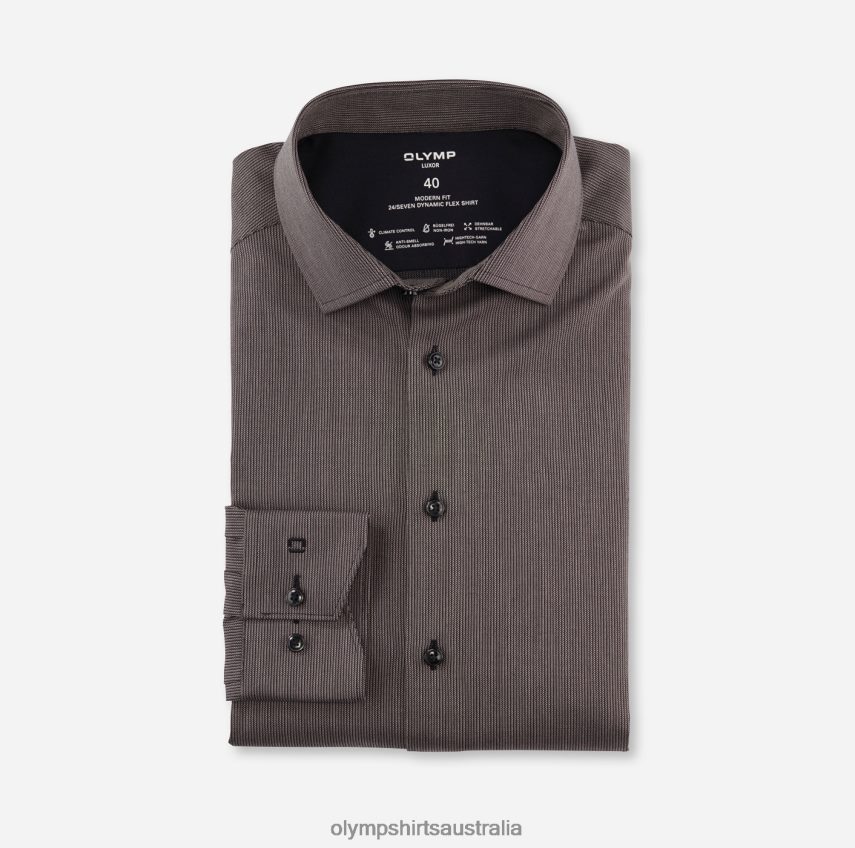 Clothing AU OLYMP Luxor 24/Seven Modern Fit, Business Shirt, Global Kent, Taupe T8882J1071