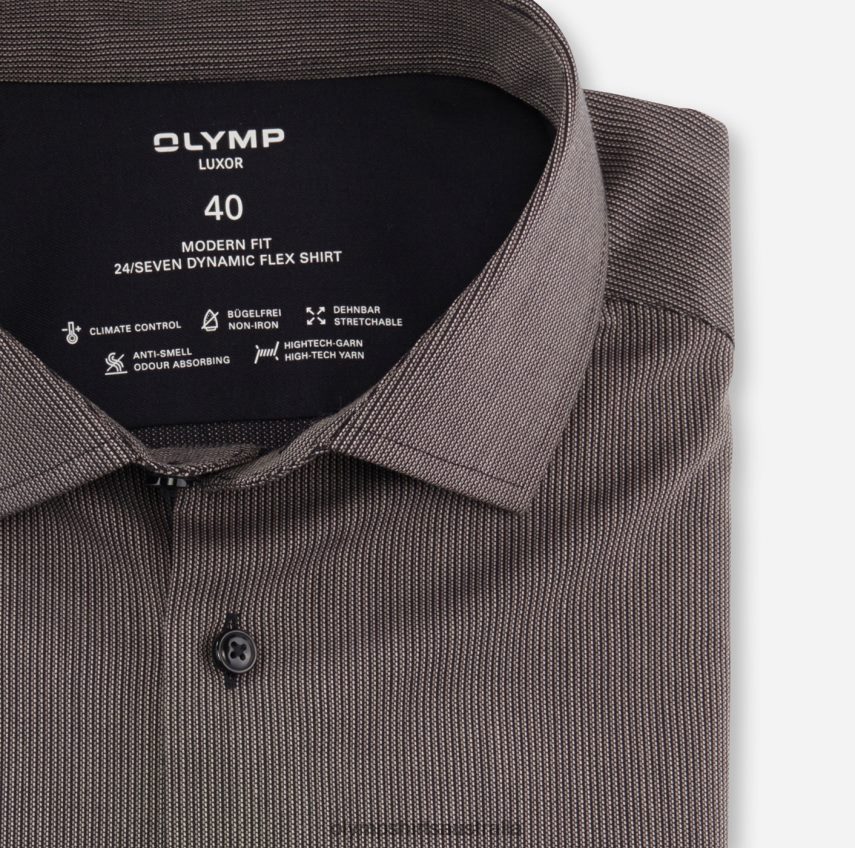 Clothing AU OLYMP Luxor 24/Seven Modern Fit, Business Shirt, Global Kent, Taupe T8882J1071
