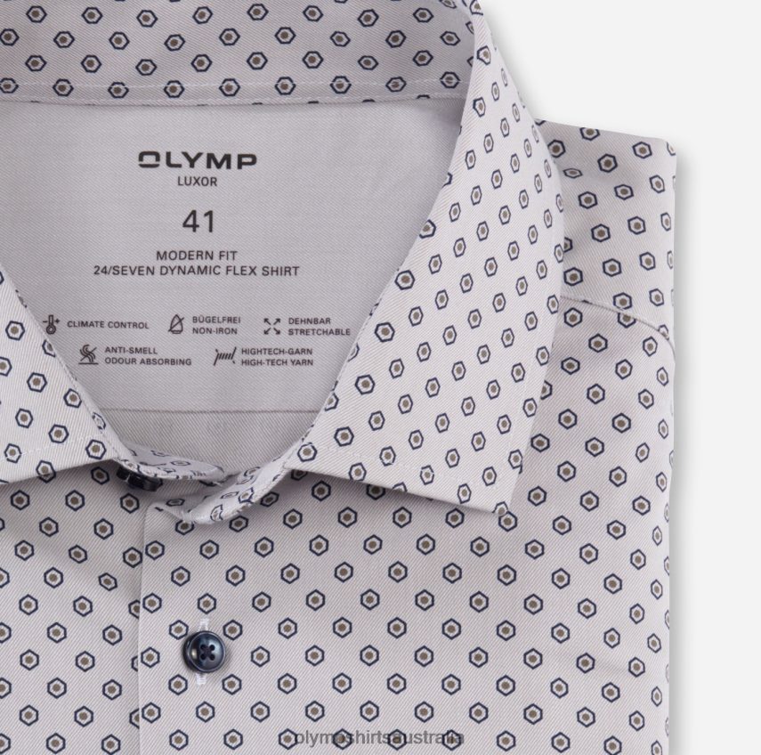 Clothing AU OLYMP Luxor 24/Seven Modern Fit, Business Shirt, Global Kent, Taupe T8882J1076