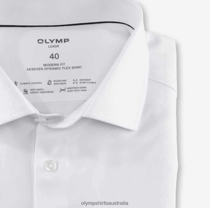 Clothing AU OLYMP Luxor 24/Seven Modern Fit, Business Shirt, Global Kent, White T8882J1008