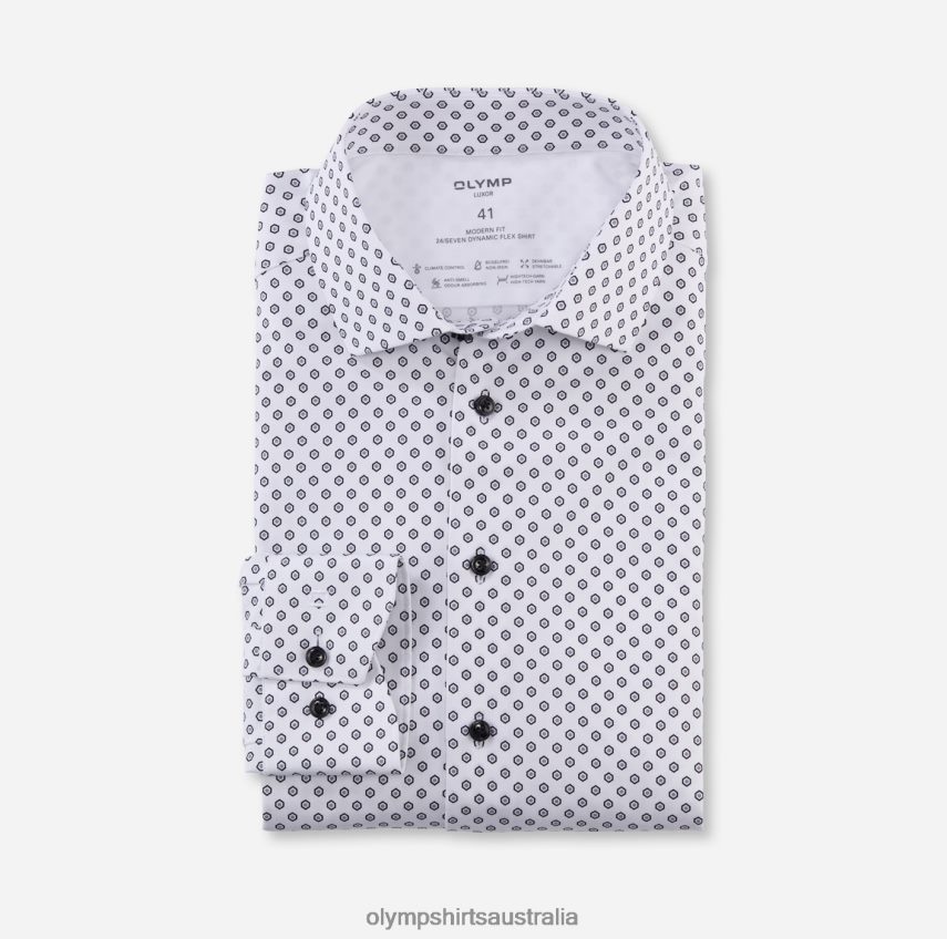 Clothing AU OLYMP Luxor 24/Seven Modern Fit, Business Shirt, Global Kent, White T8882J1060