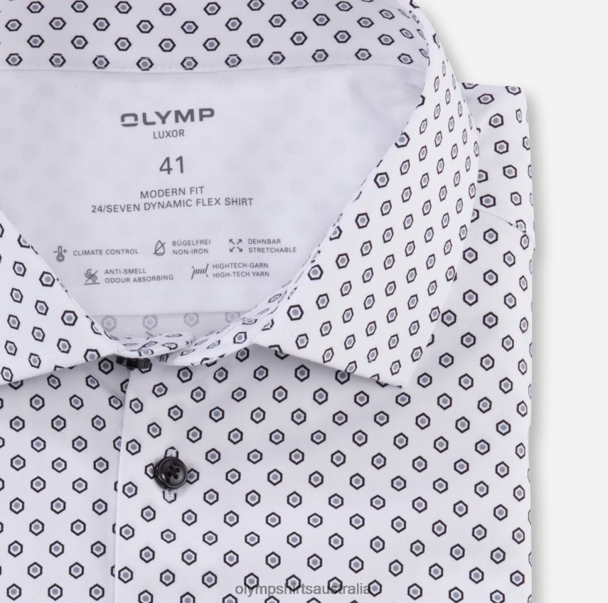 Clothing AU OLYMP Luxor 24/Seven Modern Fit, Business Shirt, Global Kent, White T8882J1060