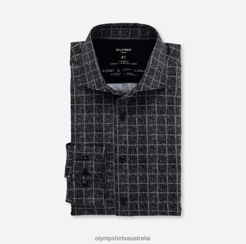 Clothing AU OLYMP Luxor 24/Seven Modern Fit, Business Shirt, Kent, Black T8882J1352