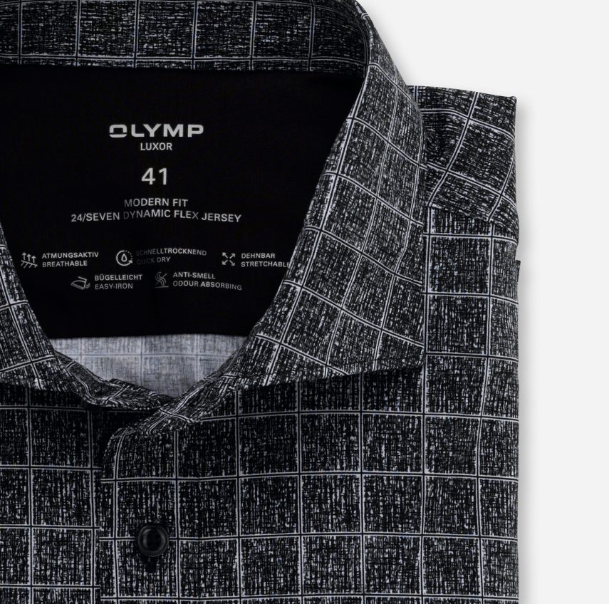 Clothing AU OLYMP Luxor 24/Seven Modern Fit, Business Shirt, Kent, Black T8882J1352