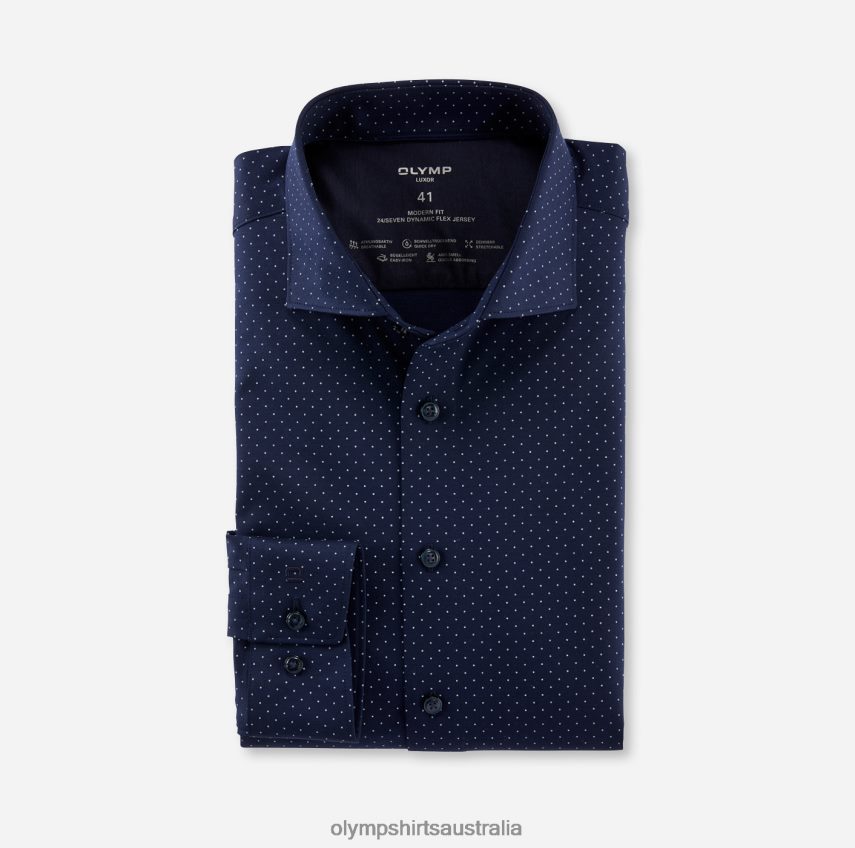 Clothing AU OLYMP Luxor 24/Seven Modern Fit, Business Shirt, Kent, Marine T8882J1260