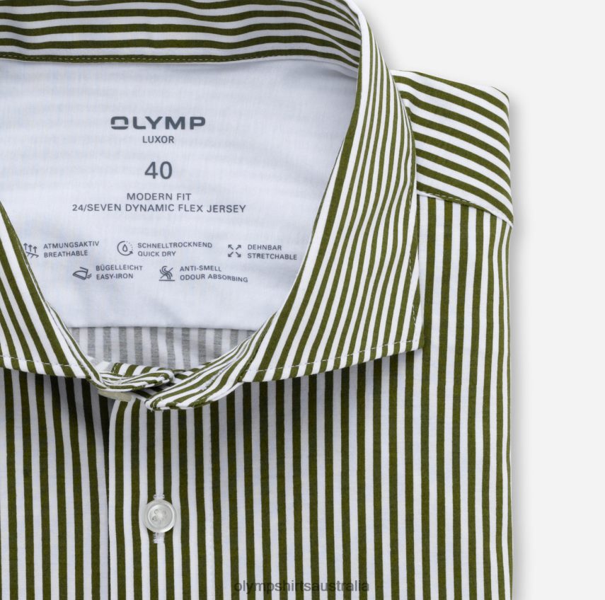 Clothing AU OLYMP Luxor 24/Seven Modern Fit, Business Shirt, Kent, Olive T8882J1319