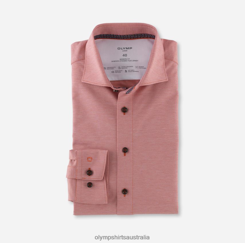 Clothing AU OLYMP Luxor 24/Seven Modern Fit, Business Shirt, Kent, Red Orange T8882J1057