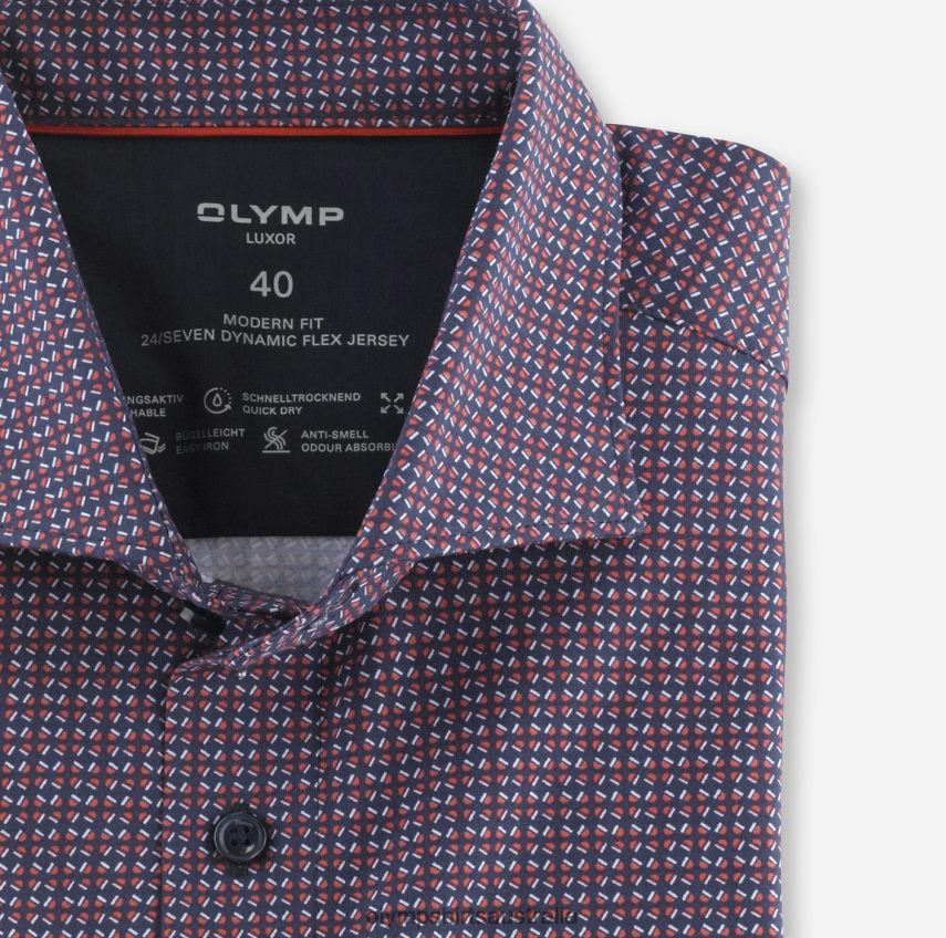 Clothing AU OLYMP Luxor 24/Seven Modern Fit, Business Shirt, Kent, Red Orange T8882J1149