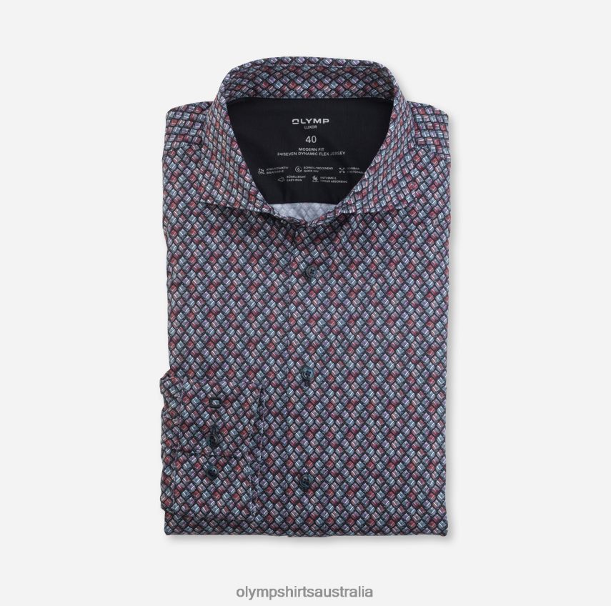 Clothing AU OLYMP Luxor 24/Seven Modern Fit, Business Shirt, Kent, Red T8882J1340