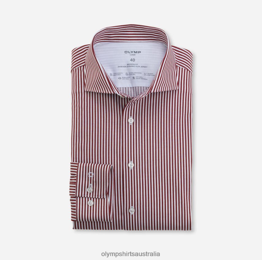 Clothing AU OLYMP Luxor 24/Seven Modern Fit, Business Shirt, Kent, Red T8882J1343