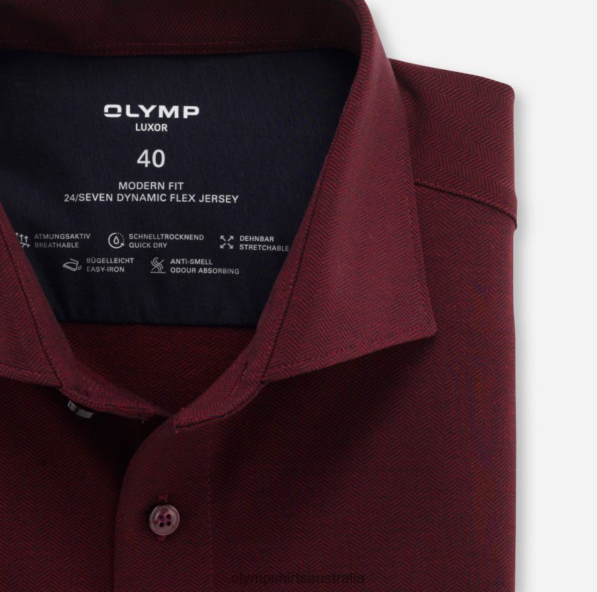 Clothing AU OLYMP Luxor 24/Seven Modern Fit, Business Shirt, Kent, Red T8882J1346