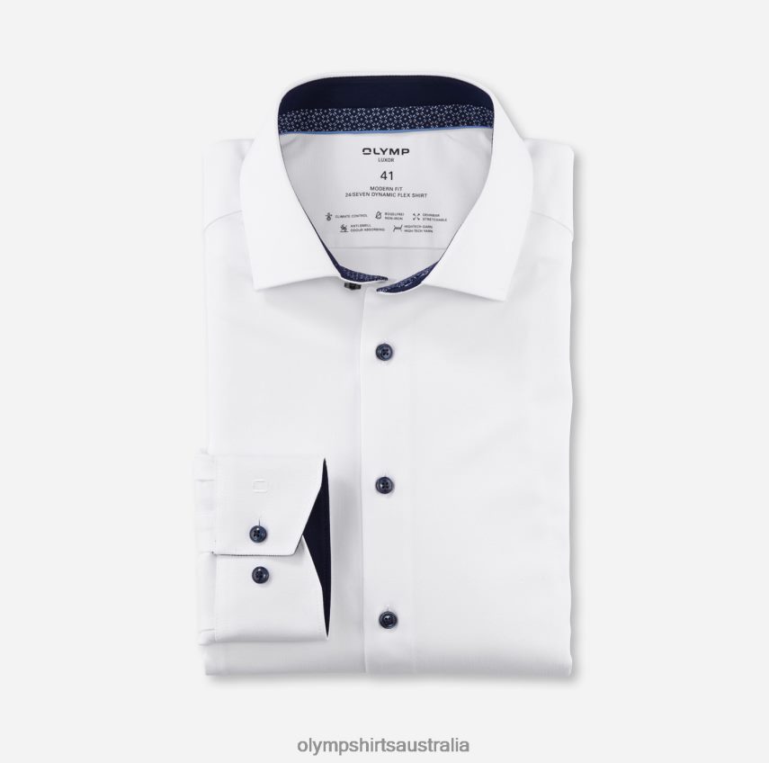 Clothing AU OLYMP Luxor 24/Seven Modern Fit, Business Shirt, Long Sleeve Extra Long, Global Kent, White T8882J1400