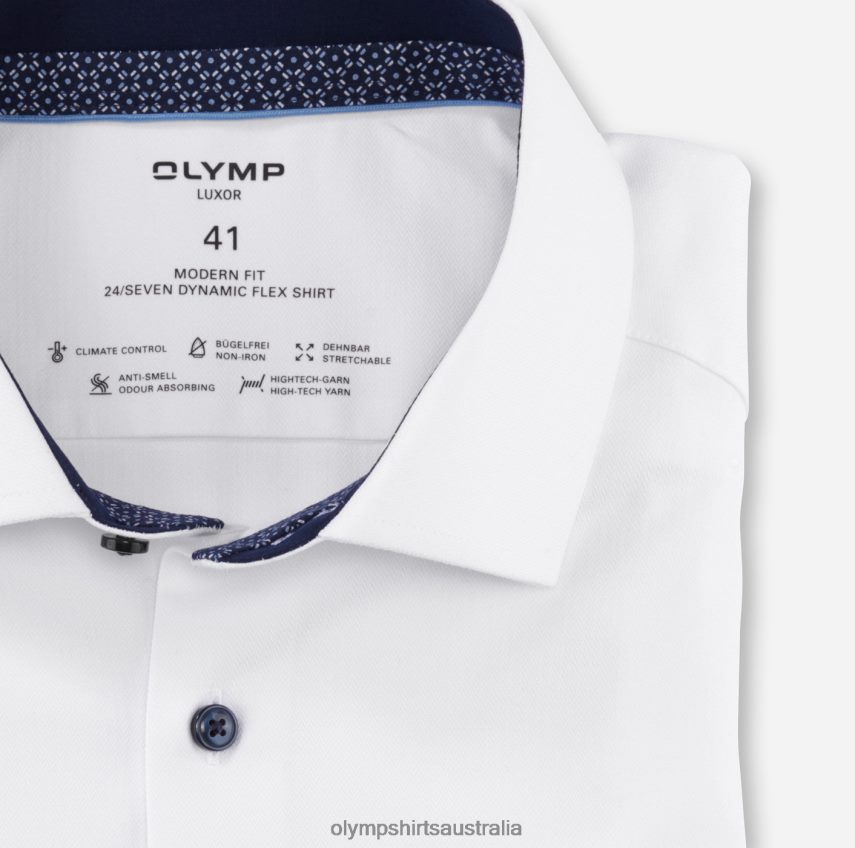 Clothing AU OLYMP Luxor 24/Seven Modern Fit, Business Shirt, Long Sleeve Extra Long, Global Kent, White T8882J1400