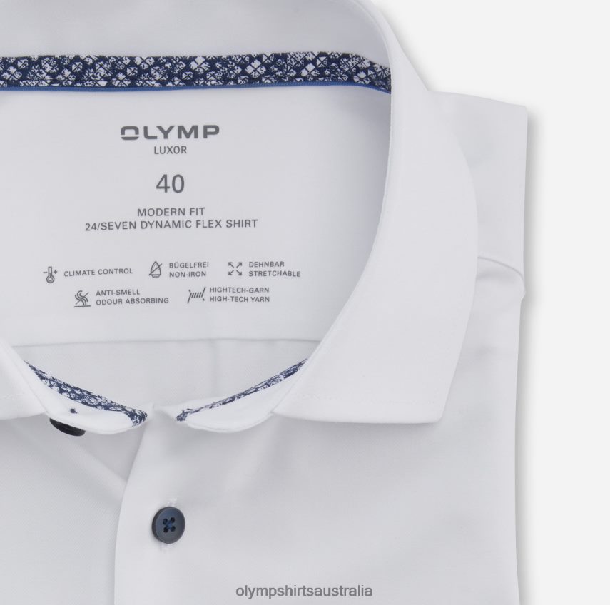 Clothing AU OLYMP Luxor 24/Seven Modern Fit, Business Shirt, Long Sleeve Extra Long, Global Kent, White T8882J1431