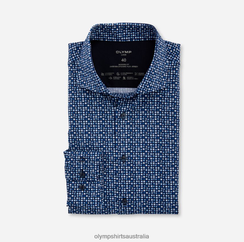 Clothing AU OLYMP Luxor 24/Seven Modern Fit, Business Shirt, Long Sleeve Extra Long, Kent, Marine T8882J1416