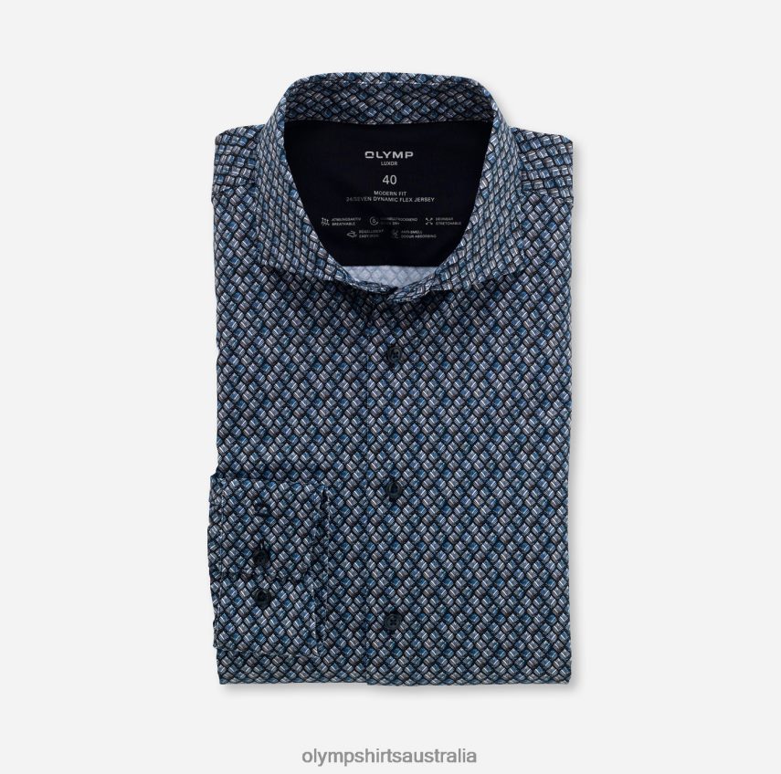 Clothing AU OLYMP Luxor 24/Seven Modern Fit, Business Shirt, Long Sleeve Extra Long, Kent, Marine T8882J1443