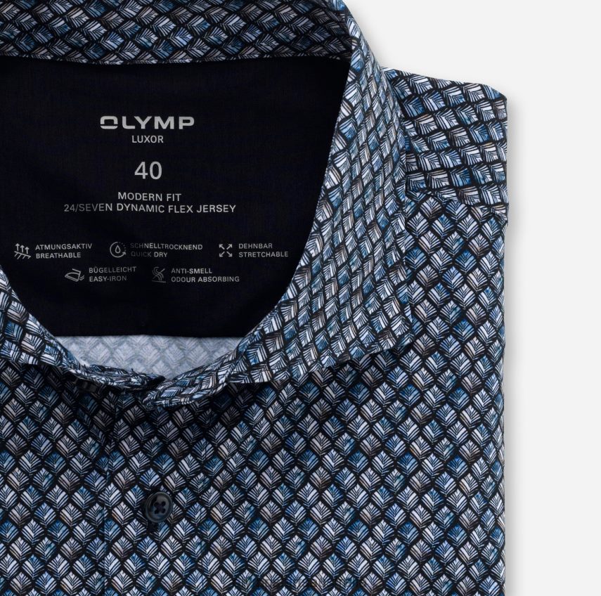 Clothing AU OLYMP Luxor 24/Seven Modern Fit, Business Shirt, Long Sleeve Extra Long, Kent, Marine T8882J1443