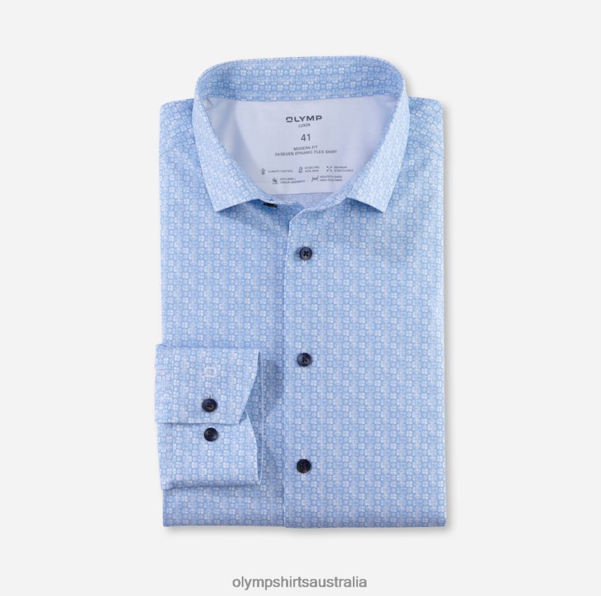 Clothing AU OLYMP Luxor 24/Seven Modern Fit, Business Shirt, Long Sleeve Extra Long, Modern Kent, Bleu T8882J1420