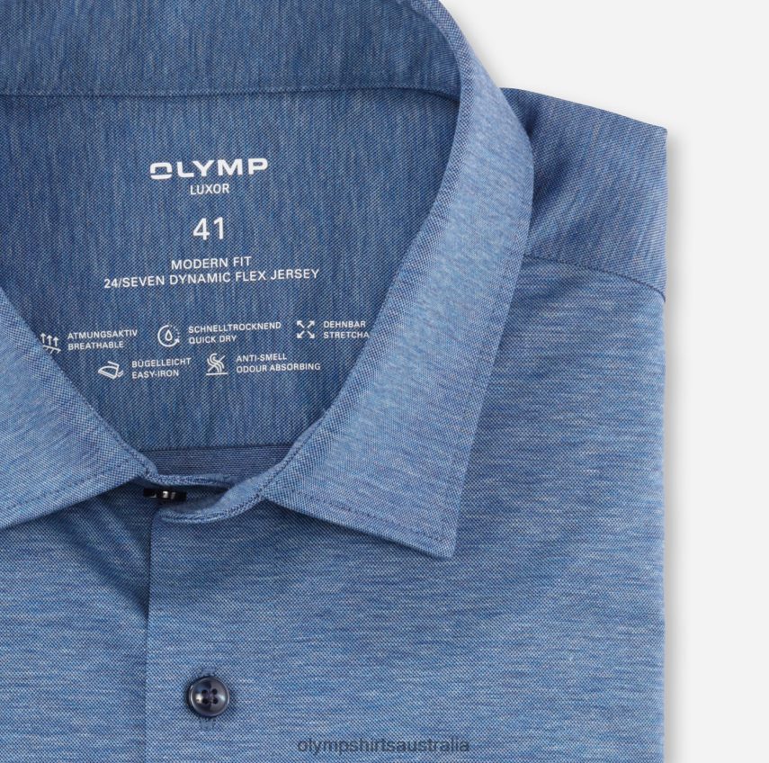 Clothing AU OLYMP Luxor 24/Seven Modern Fit, Business Shirt, Long Sleeve Extra Long, New Kent, Bleu T8882J1403