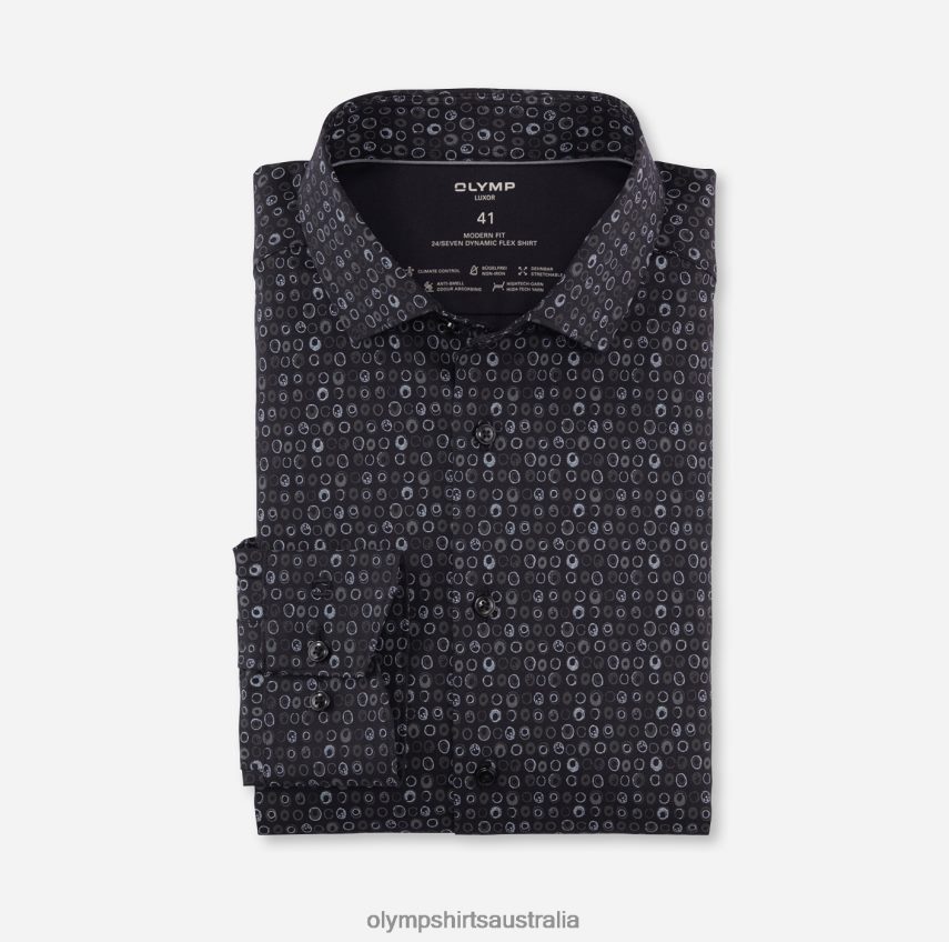 Clothing AU OLYMP Luxor 24/Seven Modern Fit, Business Shirt, Modern Kent, Black T8882J1284