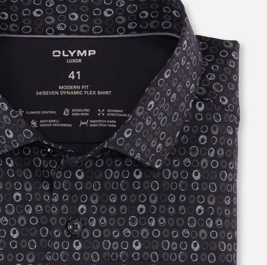 Clothing AU OLYMP Luxor 24/Seven Modern Fit, Business Shirt, Modern Kent, Black T8882J1284