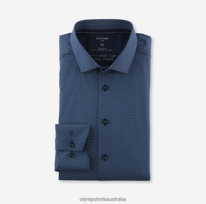 Clothing AU OLYMP Luxor 24/Seven Modern Fit, Business Shirt, Modern Kent, Marine T8882J1269