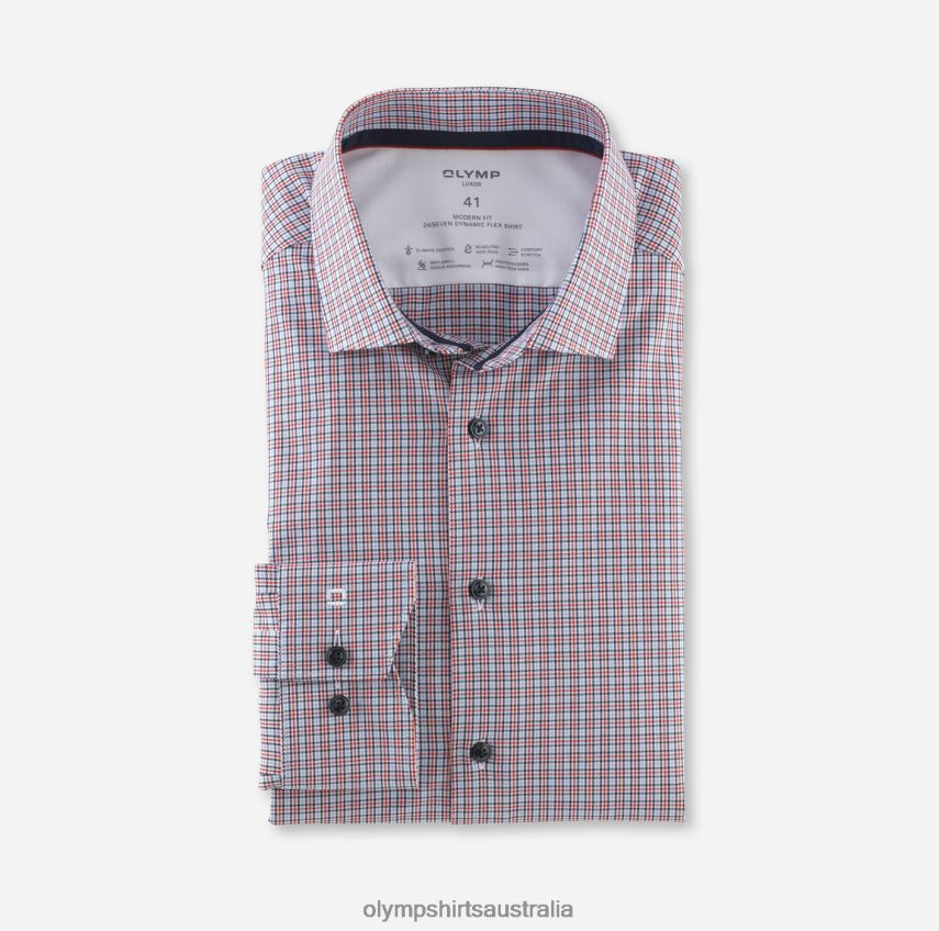 Clothing AU OLYMP Luxor 24/Seven Modern Fit, Business Shirt, Modern Kent, Red T8882J1203