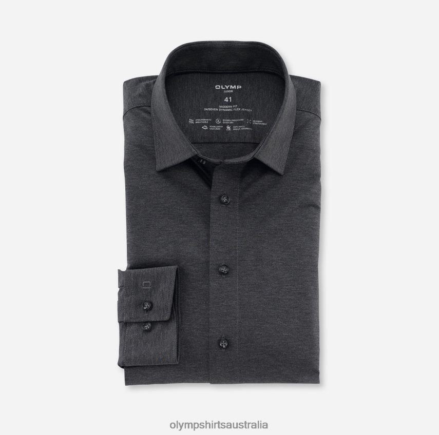 Clothing AU OLYMP Luxor 24/Seven Modern Fit, Business Shirt, New Kent, Anthracite T8882J1056