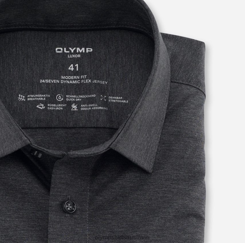 Clothing AU OLYMP Luxor 24/Seven Modern Fit, Business Shirt, New Kent, Anthracite T8882J1056