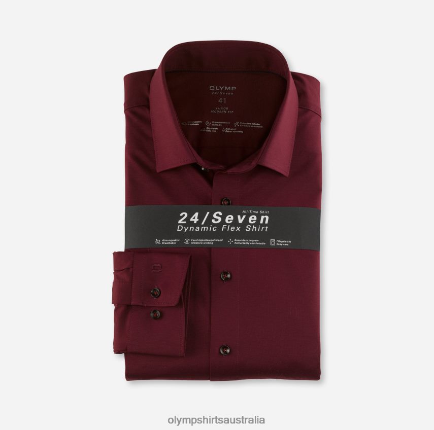 Clothing AU OLYMP Luxor 24/Seven Modern Fit, Business Shirt, New Kent, Bordeaux T8882J1331