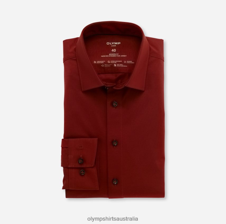 Clothing AU OLYMP Luxor 24/Seven Modern Fit, Business Shirt, New Kent, Brick Red T8882J1335