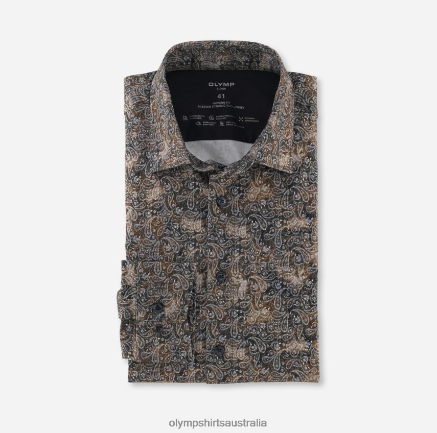 Clothing AU OLYMP Luxor 24/Seven Modern Fit, Business Shirt, New Kent, Brown T8882J1215