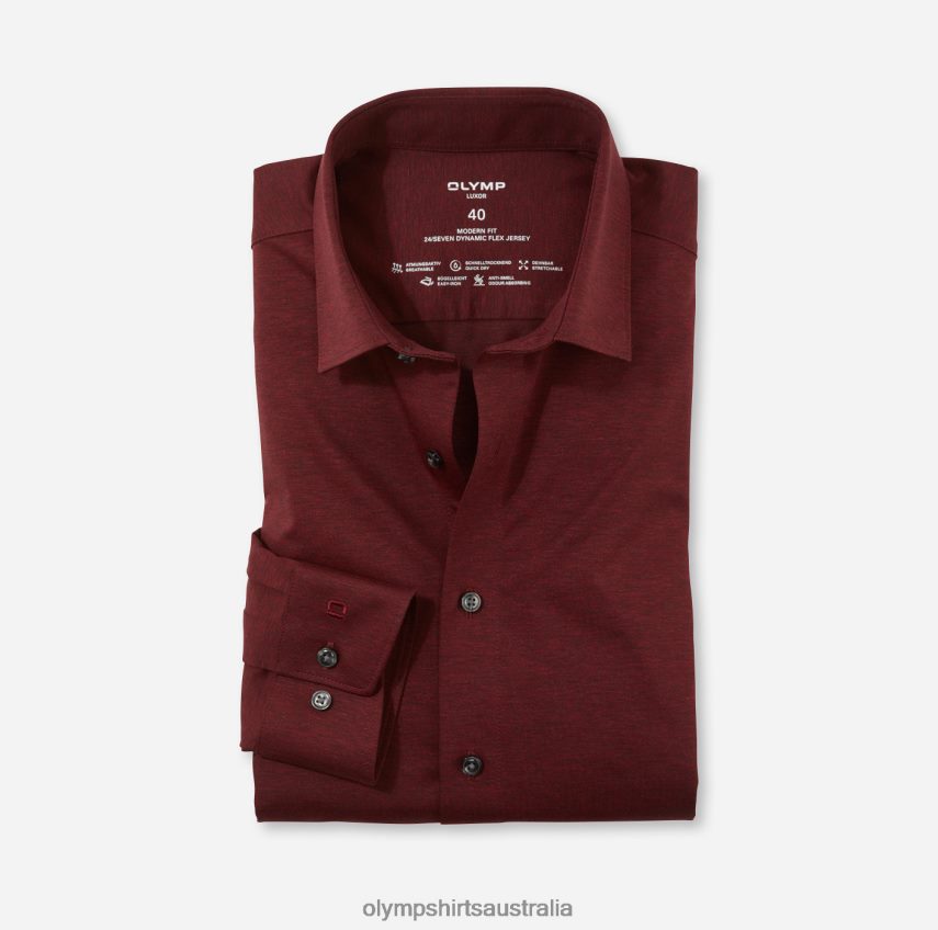 Clothing AU OLYMP Luxor 24/Seven Modern Fit, Business Shirt, New Kent, Dark Red T8882J1108