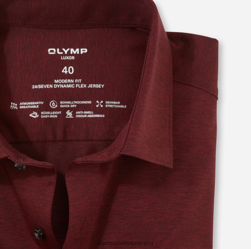 Clothing AU OLYMP Luxor 24/Seven Modern Fit, Business Shirt, New Kent, Dark Red T8882J1108