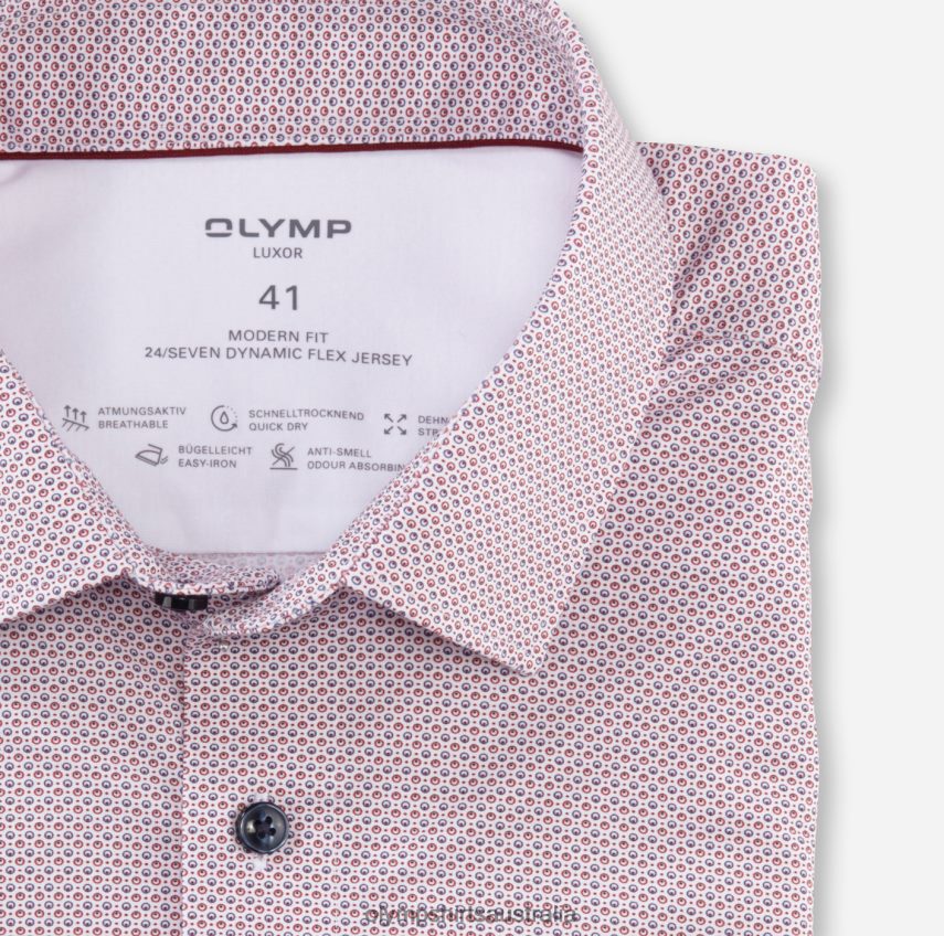 Clothing AU OLYMP Luxor 24/Seven Modern Fit, Business Shirt, New Kent, Dark Red T8882J1122