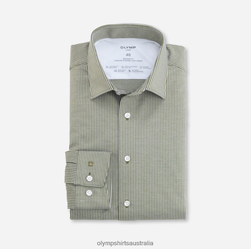 Clothing AU OLYMP Luxor 24/Seven Modern Fit, Business Shirt, New Kent, Olive T8882J1324