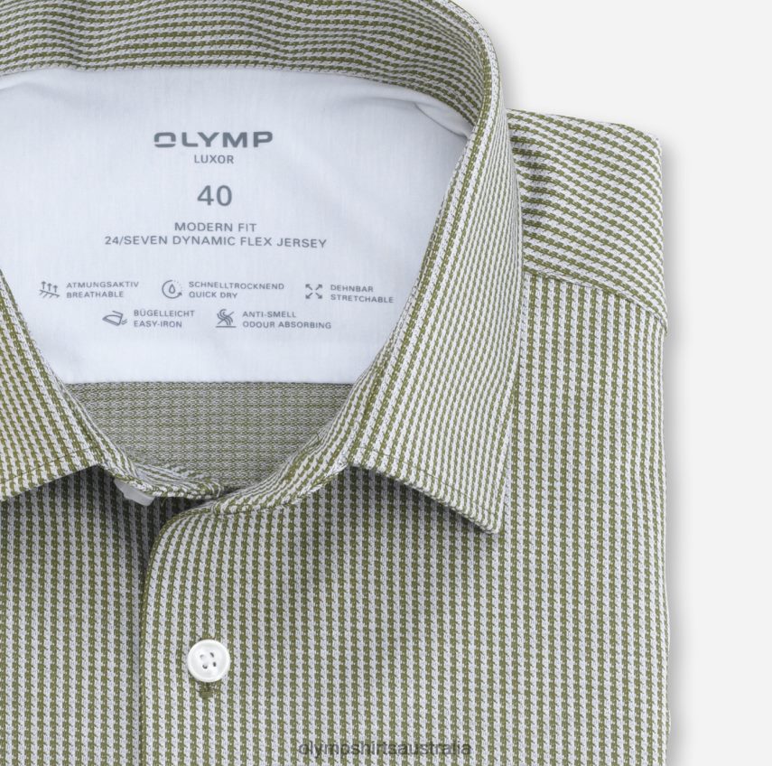 Clothing AU OLYMP Luxor 24/Seven Modern Fit, Business Shirt, New Kent, Olive T8882J1324