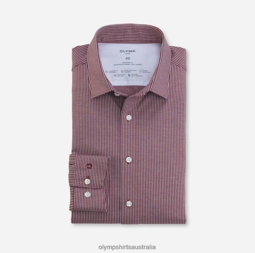 Clothing AU OLYMP Luxor 24/Seven Modern Fit, Business Shirt, New Kent, Red T8882J1330