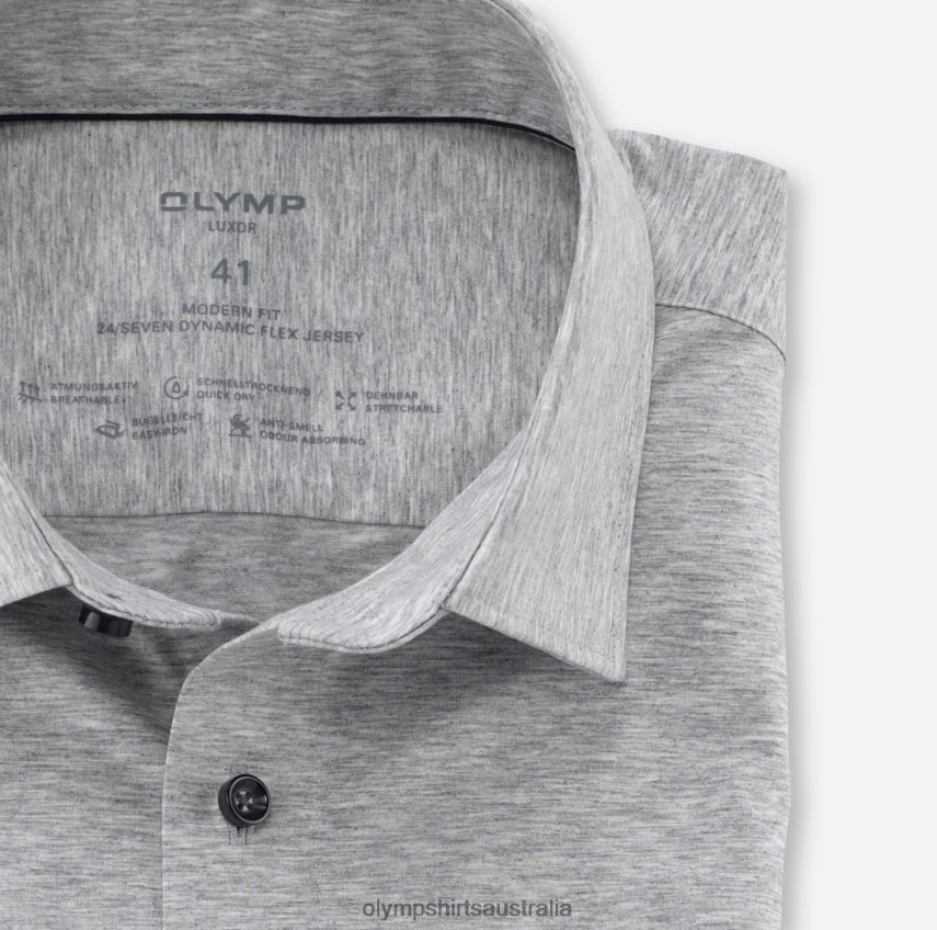 Clothing AU OLYMP Luxor 24/Seven Modern Fit, Business Shirt, New Kent, Silver Grey T8882J986