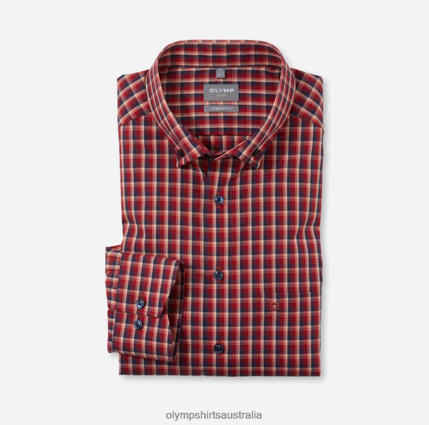 Clothing AU OLYMP Luxor Comfort Fit, Business Shirt, Button-Down, Red T8882J1525