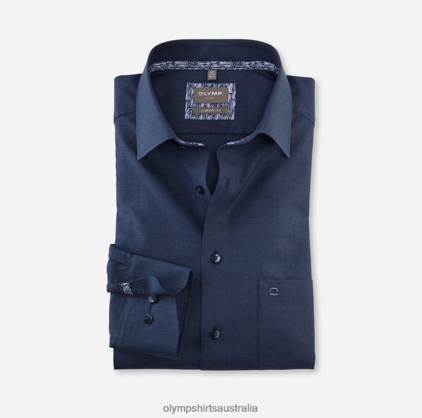 Clothing AU OLYMP Luxor Comfort Fit, Business Shirt, Long Sleeve Extra Long, New Kent, Marine T8882J1703