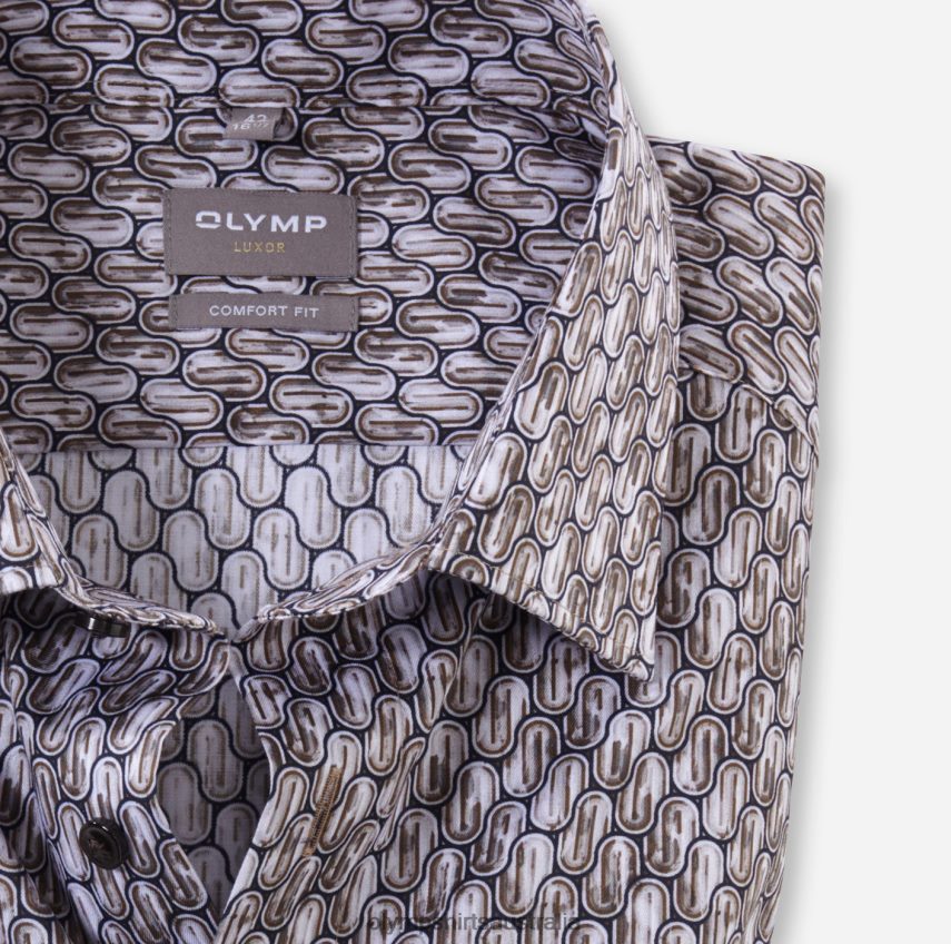 Clothing AU OLYMP Luxor Comfort Fit, Business Shirt, New Kent, Brown T8882J1620